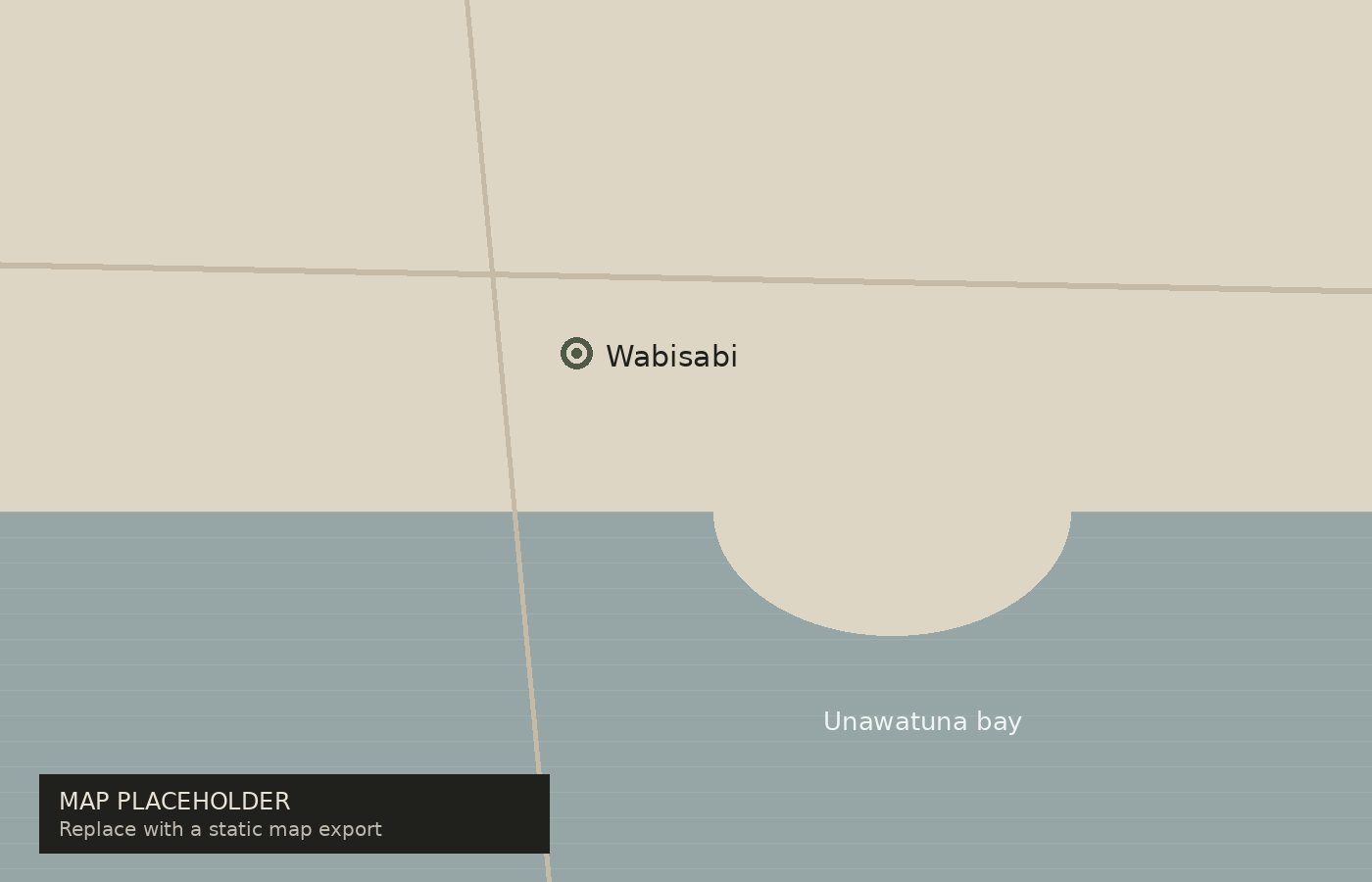 Map showing the position of Wabisabi Villa above Unawatuna bay